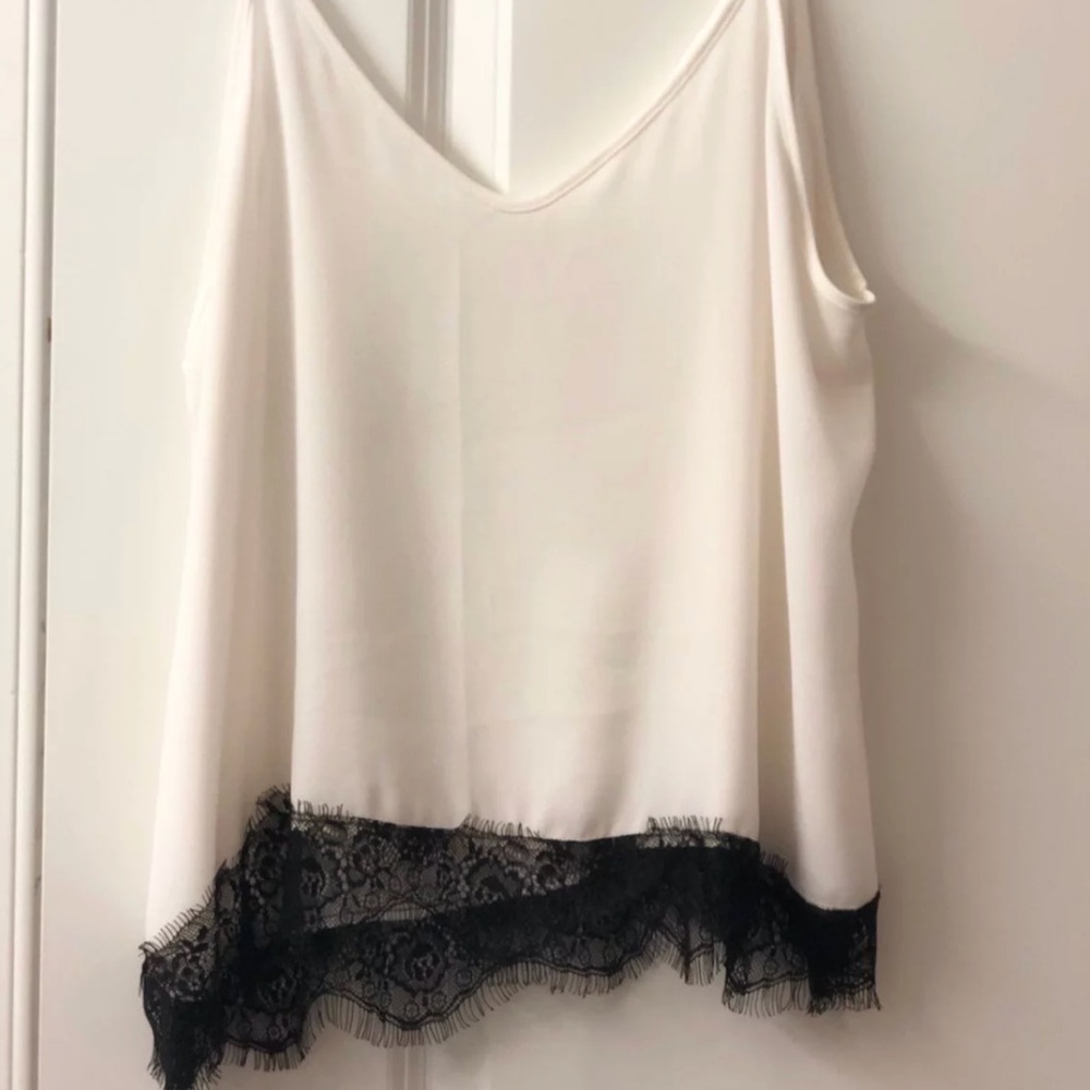Cute white top with black lace